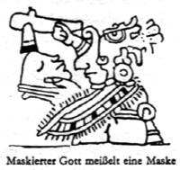 Maskierter Gott meielt eine Maske