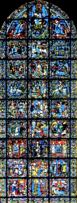 Menschwerdungsfenster im Westwerk der Kathedrale Notre Dame in Chartres