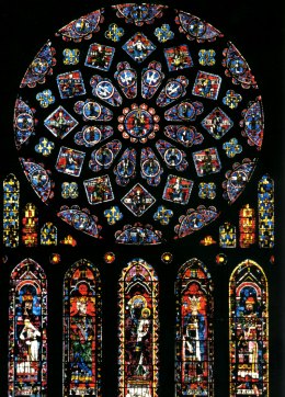 nrdliche Fensterrosette in Chartres: Propheten und Knige
