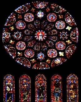 sdliche Fensterrosette in Chartres: Musiker
