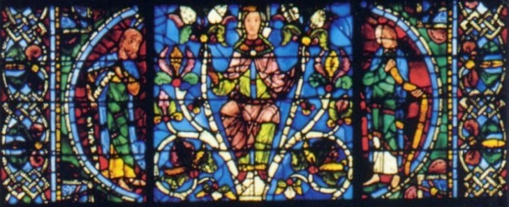 links Jesaja; Mitte: Maria, die Mutter Jesu; rechts Daniel
