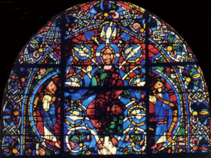 links Habakuk; Mitte: Jesus Christus, königlich als Pantokrator; rechts Zephanja