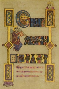 book of Kells 183 r: erat autem hora tercia et crucifigentes eum diuiserunt