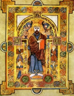 Evangeliar von Kells, 32 v: Christus (zu Beginn des Matthus-Evangeliums)