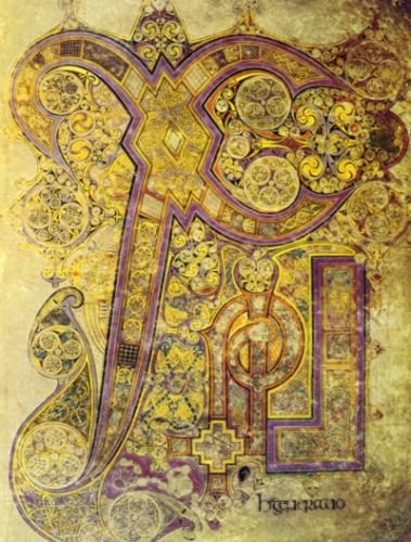 XPI h generatio (Christi autem generatio), eigentlicher Erzählungsbeginn des Matthäus-Evangeliums, book of Kells 34 r