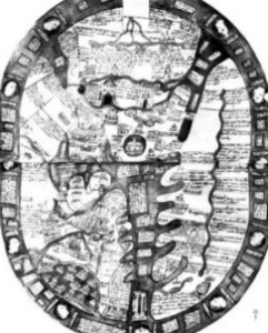 Weltkarte des Ranulf Higden im Polychronichon (vor 1363)