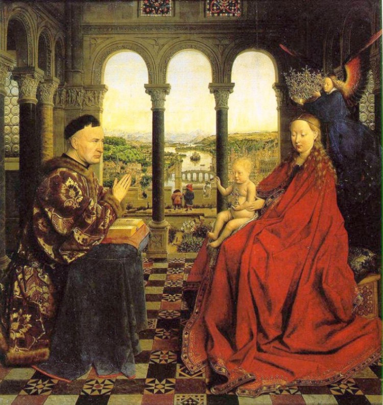 Jan van Eyck: Die Madonna des Kanzlers Rolin (Paris, Louvre)