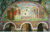 rechte Lnette des Presbyteriums: Abel und Melchisedek beim Opfer